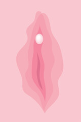 The art of the female body. Women's health and beauty. Pink flower and pearl in soft pink colors
