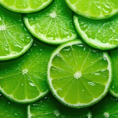 slice of limes on a green background