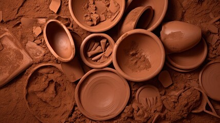 lot of clay on a brown background