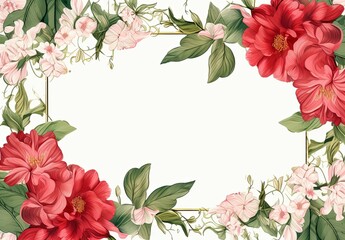 a background frame design with red roses.