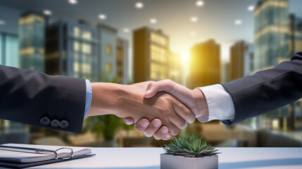 Close up of handshake on successful business real estate deal