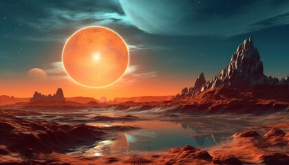 Space landscape with planet