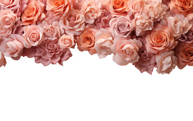 bunch of roses on a transparent background frame.