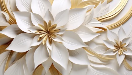 Gold and white paper flower background.