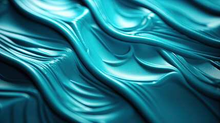 Flowing Soft Wavy Pattern Cyan Color Luxury Thich Cloth