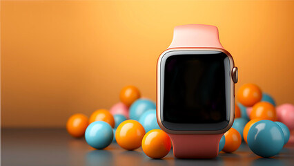 Modern Minimalistic Smart Watch Blank Screen Frame, Digital Render