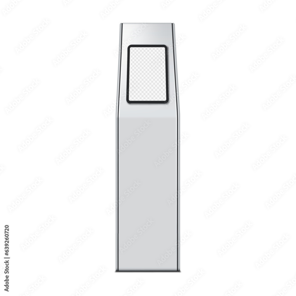 Wall mural exhibition tablet stand with transparent screen realistic mock-up. blank digital display vector mock