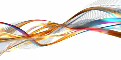 Fototapeta premium Colorful Distorted Lines Swirling Around White Background