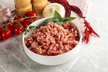 Raw minced pork uncooked meat