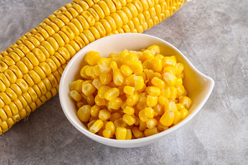 Marinated corn in the bowl