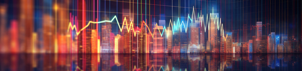 Naklejka premium Panoramic view of financial charts