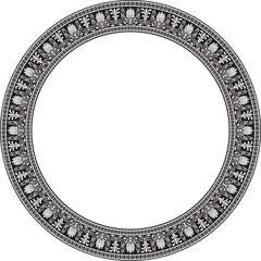Vector monochrome black round classic greek ornament. European ornament. Border, frame, circle, ring Ancient Greece, Roman Empire..