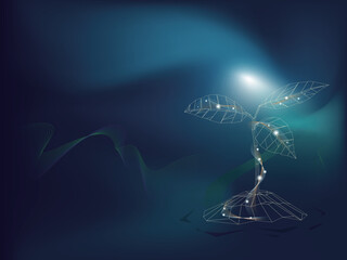 mesh struct_A005 sapling shows the concept of nature vector illustration graphic EPS 10