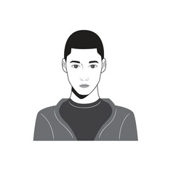 Male face avatar portraits vector illustration with a simple design in black and white style. You can use it for any project, and it's easy to edit color.
