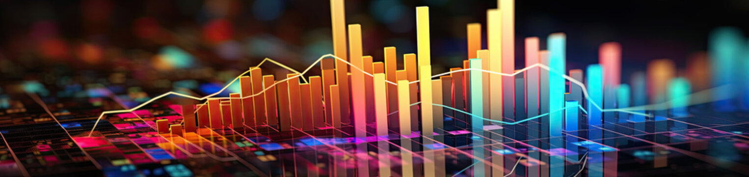 Panoramic view of financial charts
