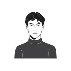 Male face avatar portraits vector illustration with a simple design in black and white style. You can use it for any project, and it's easy to edit color.