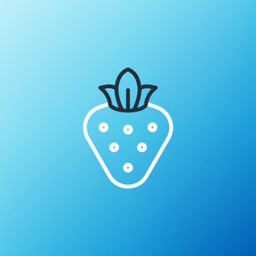 Line Strawberry icon isolated on blue background. Colorful outline concept. Vector