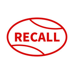 Recall Sign In Red Oval Line Shape For Warranty Guarantee
