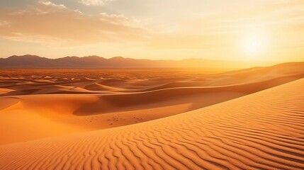 Fototapeta na wymiar Golden sunset over tranquil desert dunes 