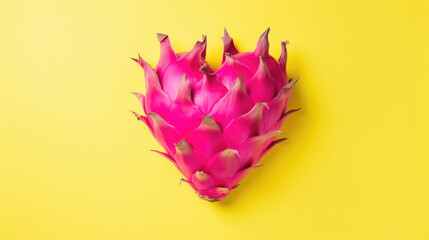 Generative AI, dragon fruit heart, pink juicy ripe pitahaya, exotic fruits, valentine, valentine's day card, carving, table decoration, space for text, top view