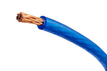 Fototapeta premium audio power wire in blue braid