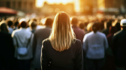 portrait of a woman, back of businesswoman with beautiful light and bokeh