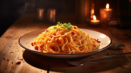 spaghetti on plate for menu