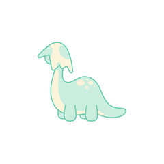 Dinosaur cute characters. Green brachiosaurus with egg icon.