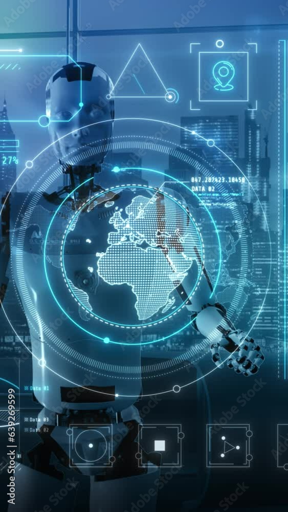 Sticker artificial intelligence works with satellite communications hologram. 3d render
