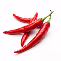 Fotobehang Red hot chili pepper isolated on white background © Shakeel