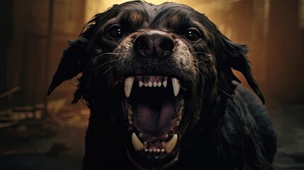 Obraz premium Fierce Dog Image. Explore the Intensity of an Angry Canine's Growl in Striking Detail
