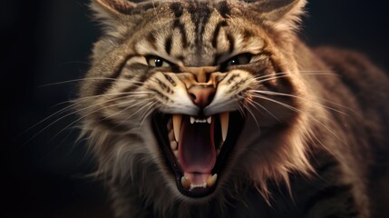 Obraz premium Ferocious Cat Image. Discover the Power of an Angry Feline's Roar in Stunning Detail