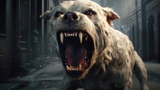Fierce Dog Image. Explore the Intensity of an Angry Canine's Growl in Striking Detail