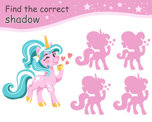 Find correct shadow unicorn sends a kiss vector