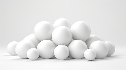 Abstract White Spheres Pile. 3D Geometric Shapes in Isolated Background, Perfect for Business and Corporate Banner or Wallpaper