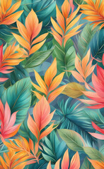 Fototapeta na wymiar Colored tropical foliage. Generative AI.