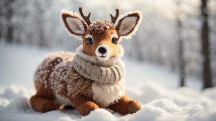 toy deer in snow