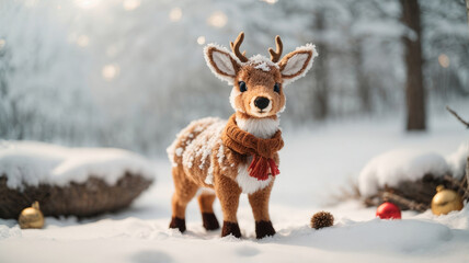 toy deer in snow