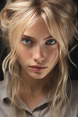 Naklejka premium Portrait of a beautiful young woman with evening make-up