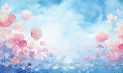 Floral watercolor background art, artistic Fusion of Flowers in Watercolor