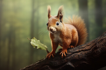 Image of a squirrel in the forest, Wildlife Animals., Generative AI, Illustration.