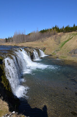 Water Tumbling Over a Waterfall in Iceland