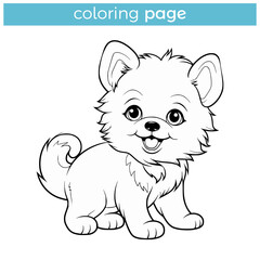 simple cute dog pet animal coloring page for kids logo vector illustration template design