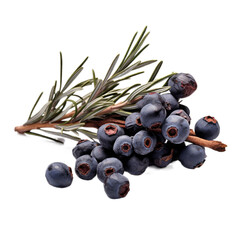 Juniper berries dried flower isolated on transparent background. Generative AI