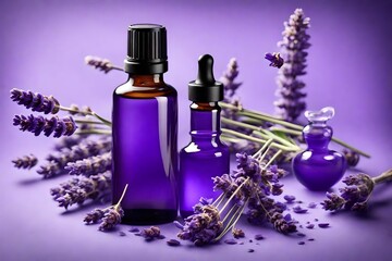 Obraz na płótnie Canvas bottle of perfume with lavender