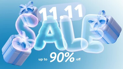 Animation of 11.11 singles day sale with 3d elements