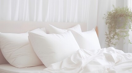Pure white flowerless pillows and cups, white flowerless bedding set, home textile materials