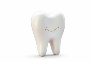 A smiling isolated 3D tooth on a white background, healthy tooth, tooth protection theme, dental clinic material