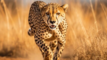 Cheetah sprinting across the savanna
