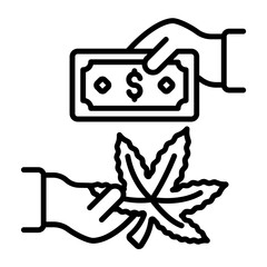 Selling Hash Hemp vector outline design, hallucinogen and stimulant symbol, thca and cbda sign, psychoactive nature drug stock illustration, budtender concept